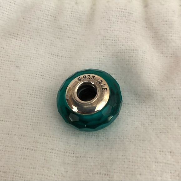 Pandora Retired Sterling Silver Teal Faceted Murano Glass Bead Style #791606 - Picture 6 of 7